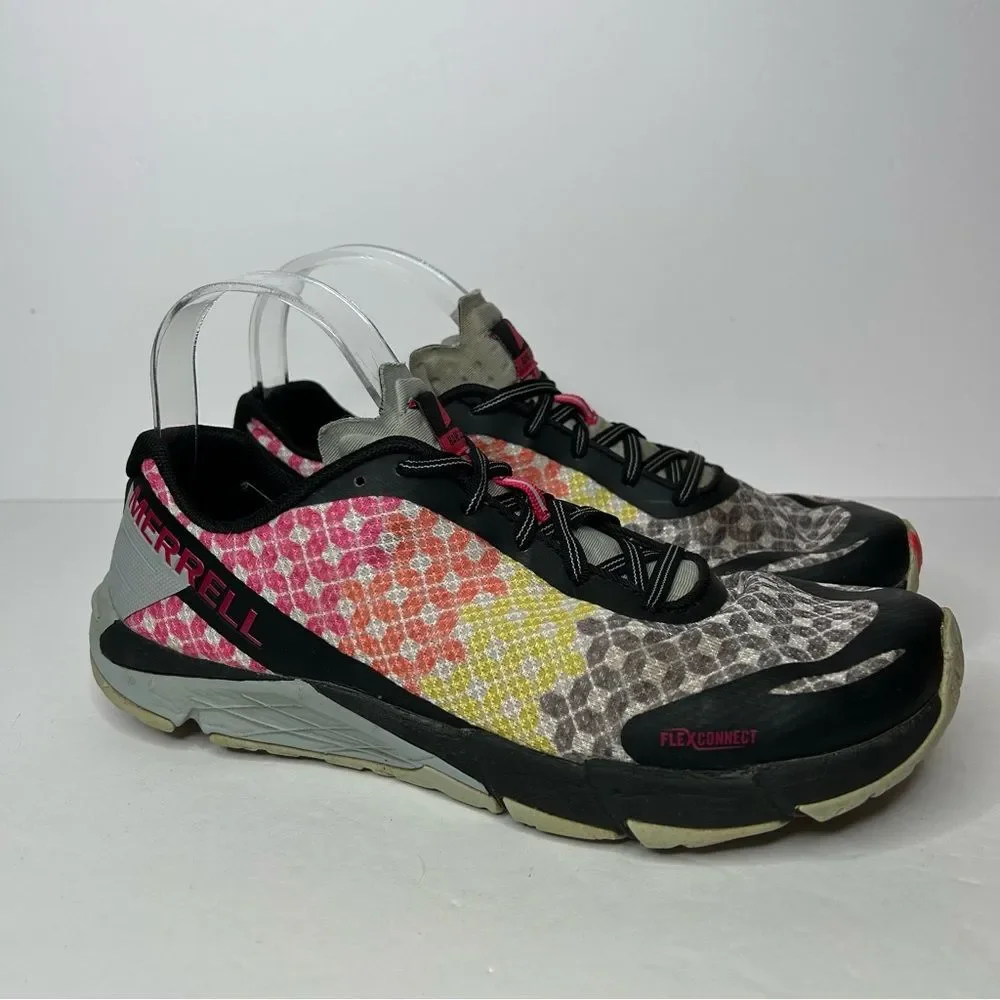 Merrell Pink and Yellow Athletic Shoes with Geometric Pattern 9